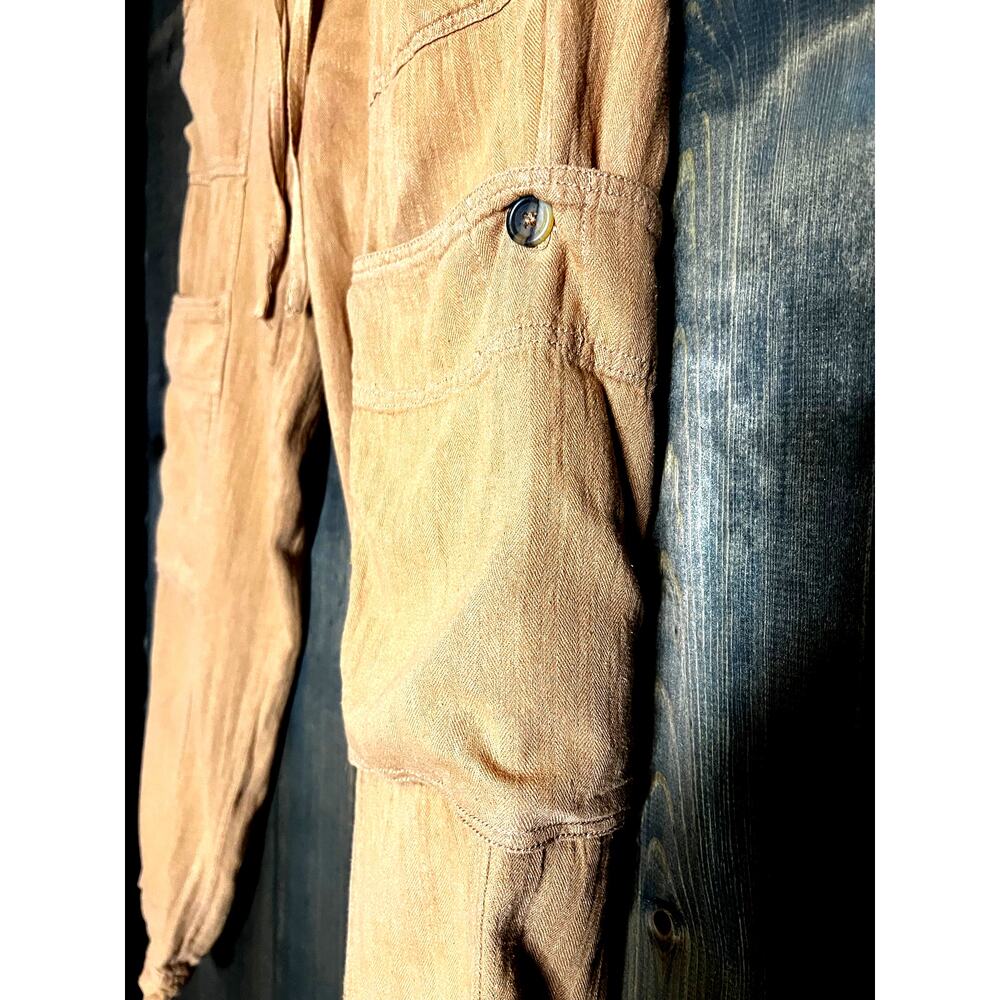 Free People Feelin Good Linen Blend Drawstring Utility Pants Campground Size XS - Picture 3 of 9